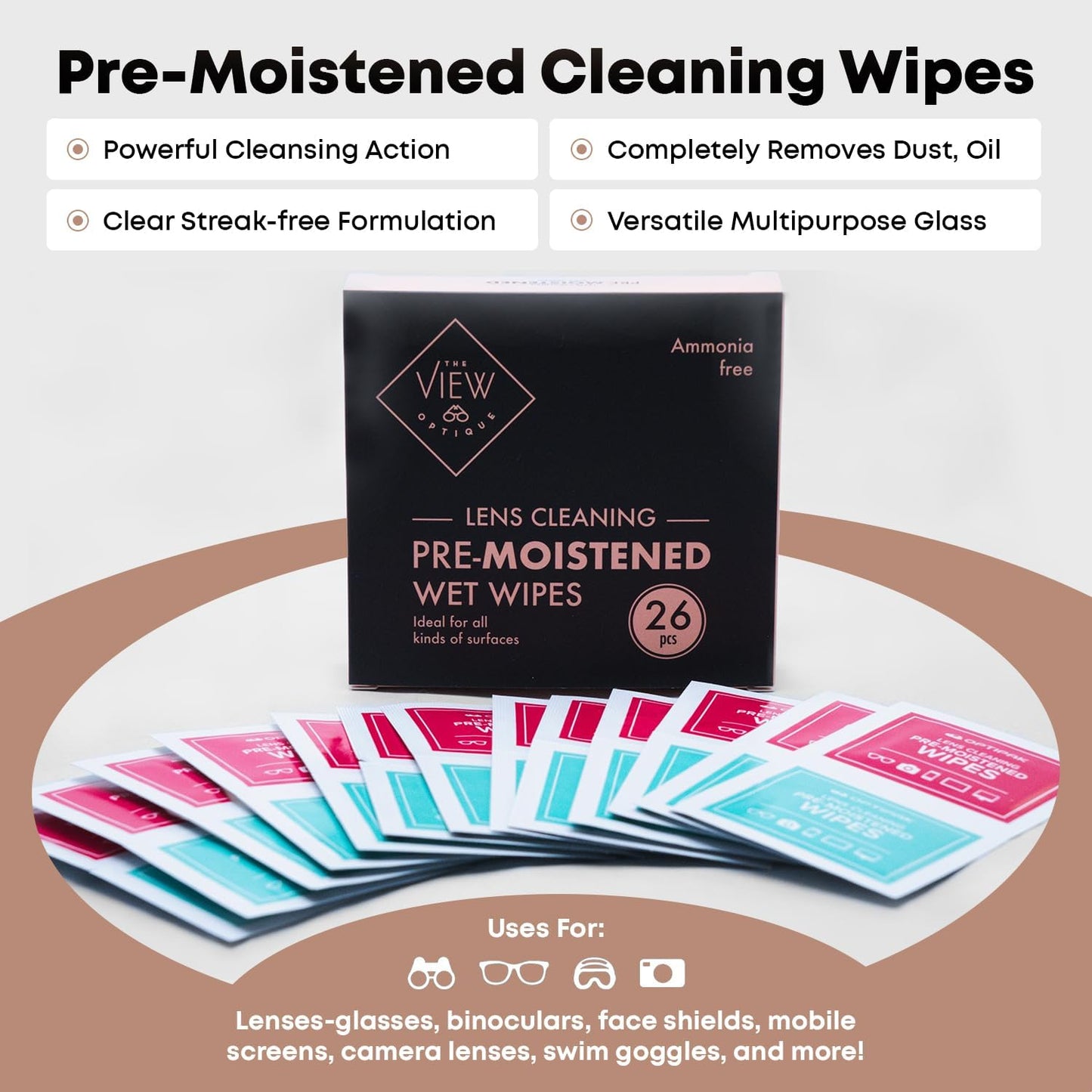 Anti-Reflective Safe 1 oz Lens Cleaner Spray & Microfiber Cleaning Cloth with Pre-Moistened Lens Cleaning Wipes, 26 Pcs