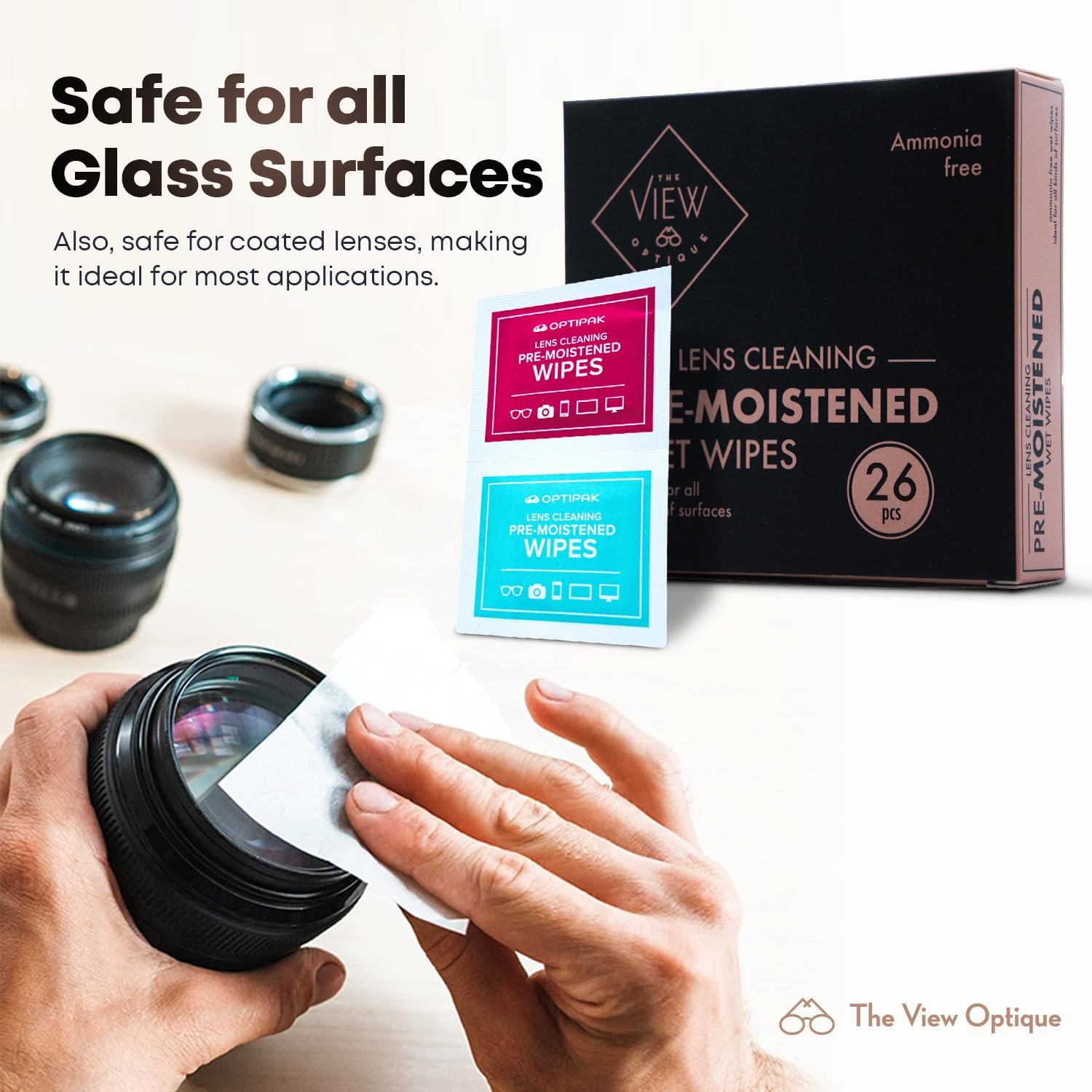 Anti-Reflective Safe 1 oz Lens Cleaner Spray & Microfiber Cleaning Cloth with Pre-Moistened Lens Cleaning Wipes, 26 Pcs