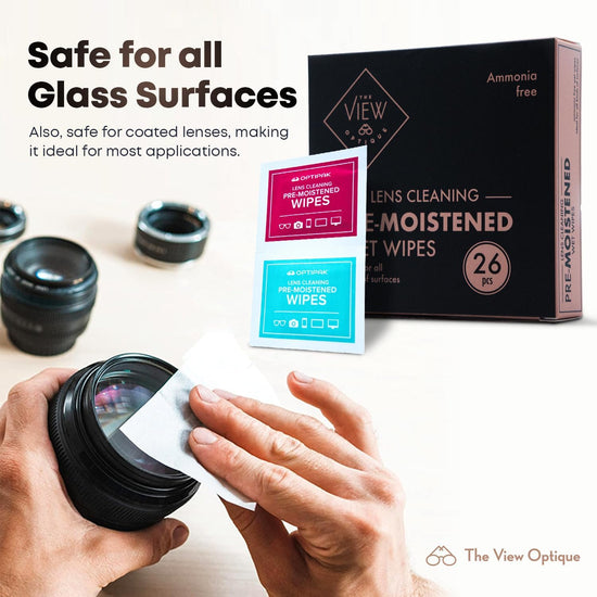 Anti-Reflective Safe 1 oz Lens Cleaner Spray & Microfiber Cleaning Cloth with Pre-Moistened Lens Cleaning Wipes, 26 Pcs